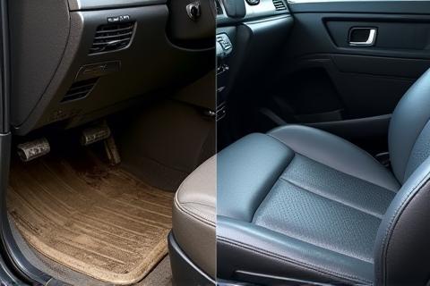 Before and after interior detailing result.