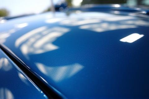 Car paint showing mirror-like reflection after ceramic coating.