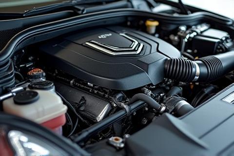 Clean and detailed car engine bay.