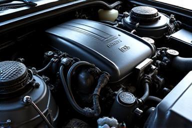 Detailed car engine bay.